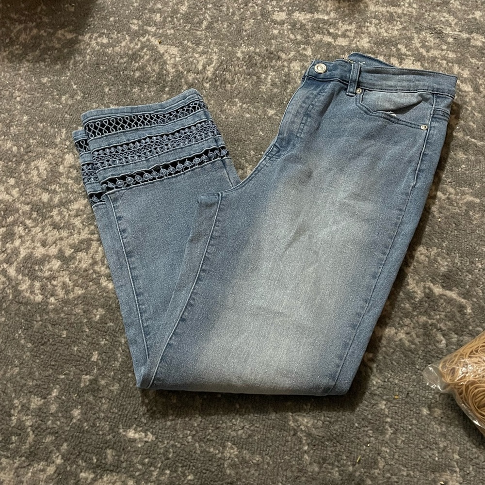 D&G Denim Cropped Jeans with Lace Detail